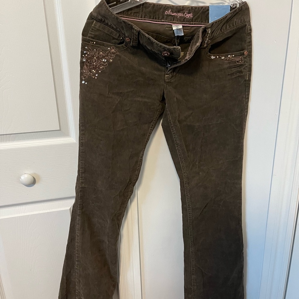 Old school American eagle dark green jeans embroidered